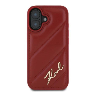 Dėklas Karl Lagerfeld Diagonal Quilted Script iPhone 16  - raudonas 2