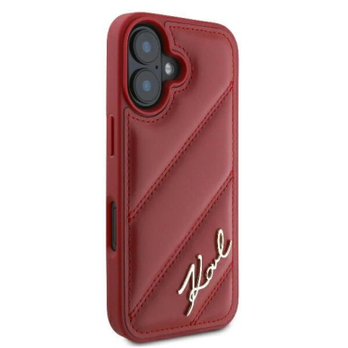 Dėklas Karl Lagerfeld Diagonal Quilted Script iPhone 16  - raudonas 3