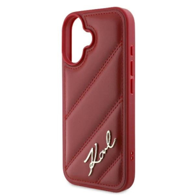 Dėklas Karl Lagerfeld Diagonal Quilted Script iPhone 16  - raudonas 5