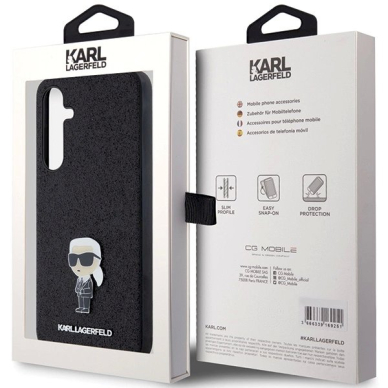 Karl Lagerfeld Fixed Glitter Ikonik Logo Metal Pin dėklas Samsung Galaxy A35 - Juodas 7