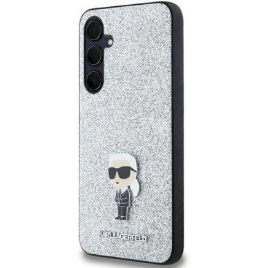 Karl Lagerfeld Fixed Glitter Ikonik Logo Metal Pin dėklas Samsung Galaxy A35 - silver 1