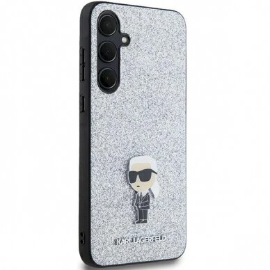 Karl Lagerfeld Fixed Glitter Ikonik Logo Metal Pin dėklas Samsung Galaxy A55 - silver 3