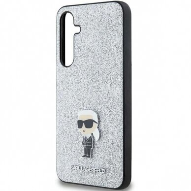 Karl Lagerfeld Fixed Glitter Ikonik Logo Metal Pin dėklas Samsung Galaxy A55 - silver 5