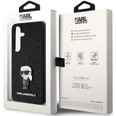 Originalus Karl Lagerfeld Dėklas Fixed Glitter Ikonik Logo Metal PinSamsung Galaxy S24+ - Juodas 7