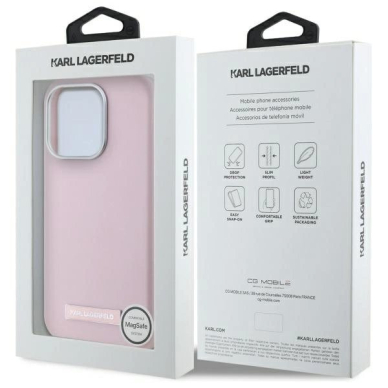 Dėklas Karl Lagerfeld FW Metal Plate MagSafe iPhone 15 Pro Max  - Rožinis 7