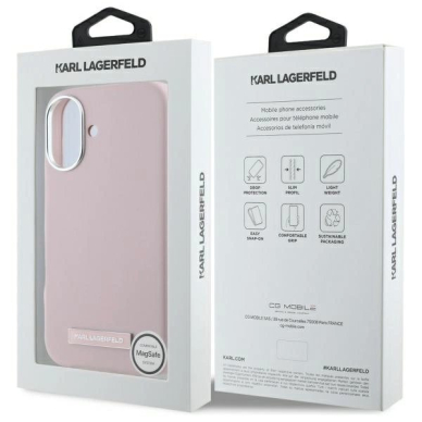 Dėklas Karl Lagerfeld FW Metal Plate MagSafe iPhone 16  - Rožinis 7