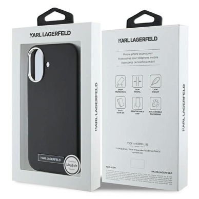 Dėklas Karl Lagerfeld FW Metal Plate MagSafe iPhone 16 Plus  - Juodas 7