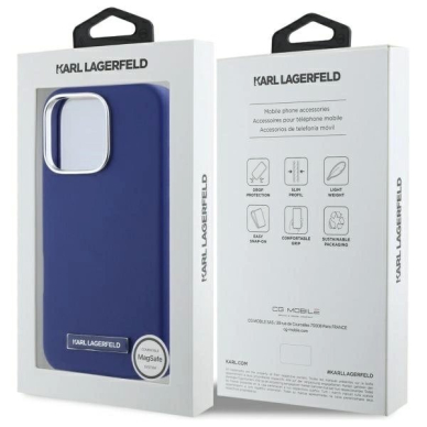 Dėklas Karl Lagerfeld FW Metal Plate MagSafe iPhone 16 Pro  - Blue 7