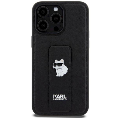 Karl Lagerfeld Gripstand Saffiano Choupette Pins Dėklas skirtas iPhone 13 Pro / 13 - Juodas 1