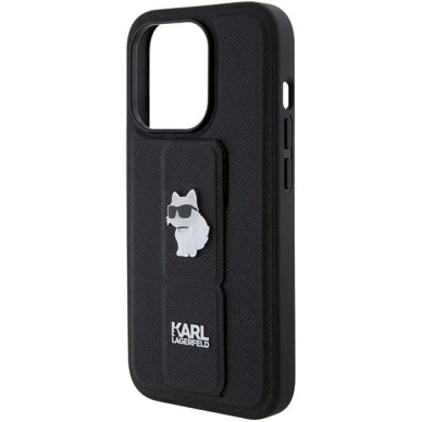 Karl Lagerfeld Gripstand Saffiano Choupette Pins Dėklas skirtas iPhone 15 Pro - Juodas 6