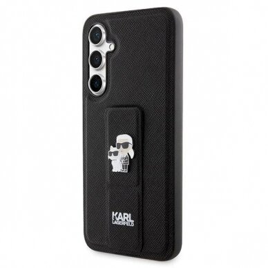 Dėklas Karl Lagerfeld Gripstand Saffiano Karl&Choupette Pins case for Samsung Galaxy S23 FE - Juodas 1