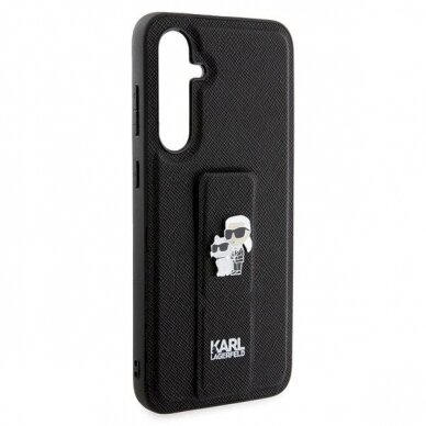 Dėklas Karl Lagerfeld Gripstand Saffiano Karl&Choupette Pins case for Samsung Galaxy S23 FE - Juodas 3