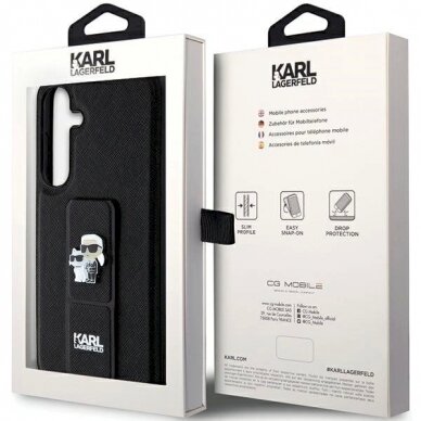 Karl Lagerfeld Gripstand Saffiano Karl Choupette Pins dėklas Samsung Galaxy S24 - Juodas 7