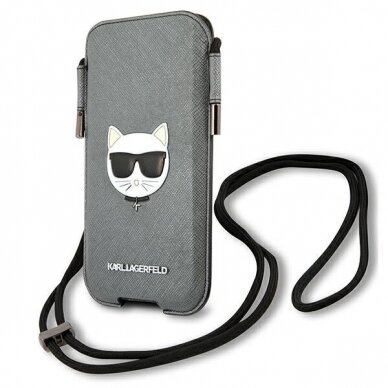 Dėklas Karl Lagerfeld Handbag Choupette Head Pilkas  1