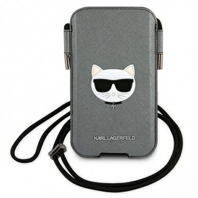 Dėklas Karl Lagerfeld Handbag Choupette Head Pilkas