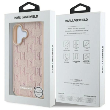 Dėklas Karl Lagerfeld Hot Stamp Magsafe iPhone 16  - Rožinis 7