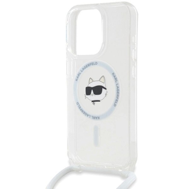 Karl Lagerfeld IML Choupette Head  Cord MagSafe dėklas iPhone 13 Pro Max - Permatomas 4