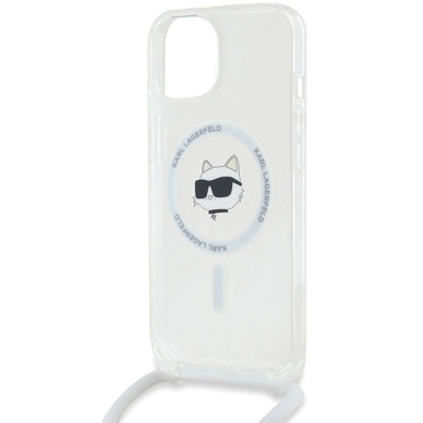 Karl Lagerfeld IML Choupette Head  Cord MagSafe dėklas iPhone 14 / 13 / 15 - Permatomas 4