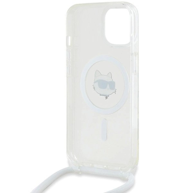 Karl Lagerfeld IML Choupette Head  Cord MagSafe dėklas iPhone 14 / 13 / 15 - Permatomas 5