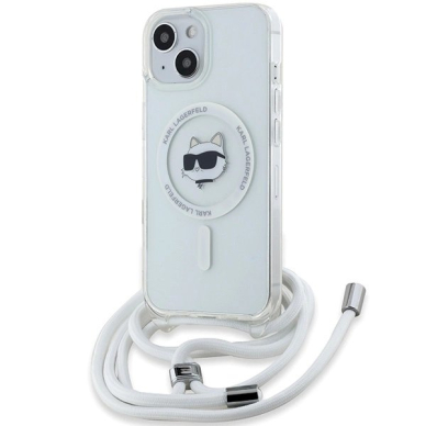 Karl Lagerfeld IML Choupette Head  Cord MagSafe dėklas iPhone 14 / 13 / 15 - Permatomas