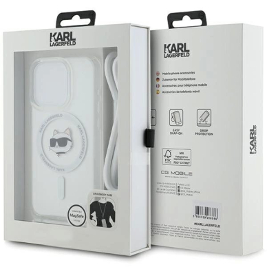 Karl Lagerfeld IML Choupette Head  Cord MagSafe dėklas iPhone 14 Pro - Permatomas 6