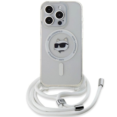 Karl Lagerfeld IML Choupette Head  Cord MagSafe dėklas iPhone 15 Pro - Permatomas 1