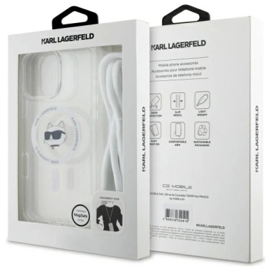 Dėklas Karl Lagerfeld IML Choupette Head  Cord Magsafe  iPhone 16 Pro Max - Skaidrus 6