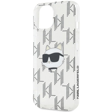 Karl Lagerfeld IML Choupette Head  Monogram dėklas iPhone 15 / 14 / 13 - Permatomas 5