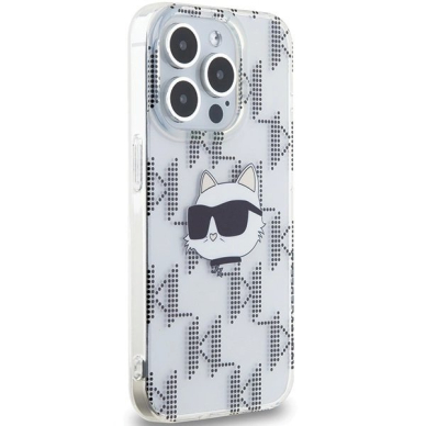 Karl Lagerfeld IML Choupette Head  Monogram dėklas iPhone 15 Pro Max - Permatomas 3