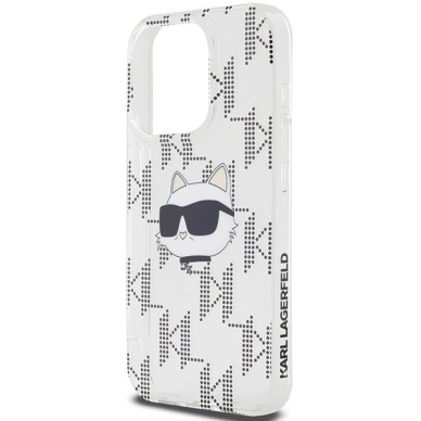 Karl Lagerfeld IML Choupette Head  Monogram dėklas iPhone 15 Pro Max - Permatomas 5