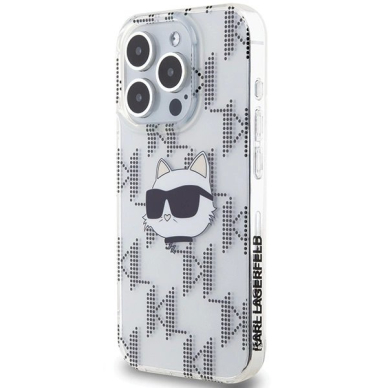 Karl Lagerfeld IML Choupette Head  Monogram dėklas iPhone 15 Pro - Permatomas 1