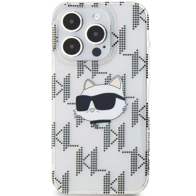 Karl Lagerfeld IML Choupette Head  Monogram dėklas iPhone 15 Pro - Permatomas 2