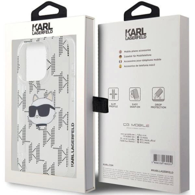 Karl Lagerfeld IML Choupette Head  Monogram dėklas iPhone 15 Pro - Permatomas 7