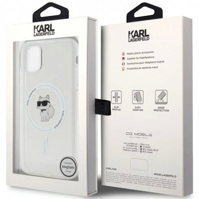 Karl Lagerfeld IML Choupette MagSafe dėklas iPhone 11 / Xr - Permatomas 7