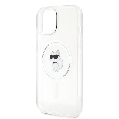 Orginalus dėklas Karl Lagerfeld IML Choupette MagSafe case skirta iPhone 15 - Permatomas 5