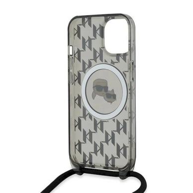 Dėklas Karl Lagerfeld IML Crossbody Monogram Karl  Choupette Head MagSafe  iPhone 15 / 14 / 13 - Juodas 5