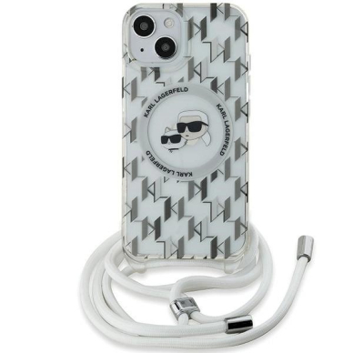 Karl Lagerfeld IML Crossbody Monogram Karl  Choupette Head MagSafe dėklas iPhone 15 / 14 / 13 - Permatomas 1