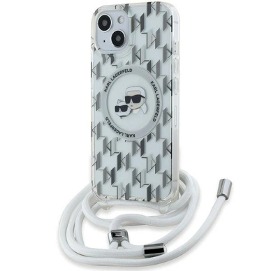 Karl Lagerfeld IML Crossbody Monogram Karl  Choupette Head MagSafe dėklas iPhone 15 / 14 / 13 - Permatomas