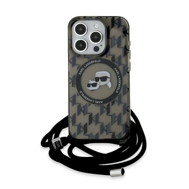 Dėklas Karl Lagerfeld IML Crossbody Monogram Karl  Choupette Head MagSafe  iPhone 15 Pro - Juodas 1