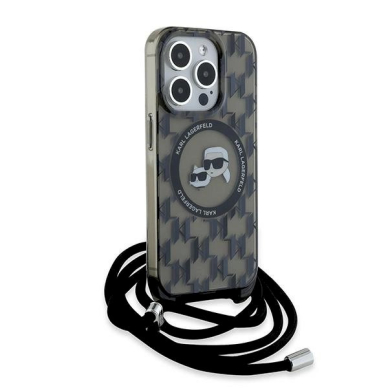 Dėklas Karl Lagerfeld IML Crossbody Monogram Karl  Choupette Head MagSafe  iPhone 15 Pro - Juodas 2