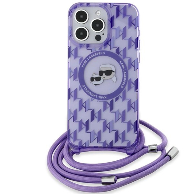 Dėklas Karl Lagerfeld IML Crossbody Monogram Karl  Choupette Head MagSafe  iPhone 15 Pro Max - Violetinis 1