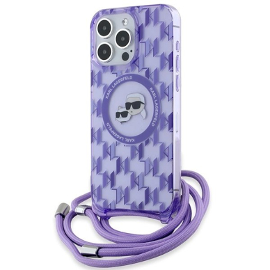 Dėklas Karl Lagerfeld IML Crossbody Monogram Karl  Choupette Head MagSafe  iPhone 15 Pro - Violetinis