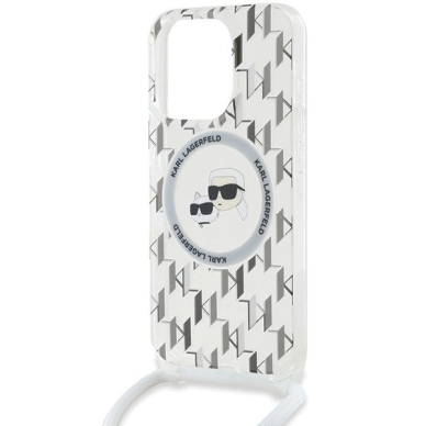 Karl Lagerfeld IML Crossbody Monogram Karl  Choupette Head MagSafe dėklas iPhone 15 Pro - Permatomas 3