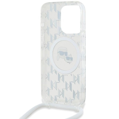 Karl Lagerfeld IML Crossbody Monogram Karl  Choupette Head MagSafe dėklas iPhone 15 Pro - Permatomas 4