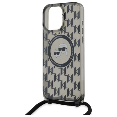 Dėklas Karl Lagerfeld IML Crossbody Monogram Karl  Choupette Head MagSafe  iPhone 16 Pro - Juodas 4