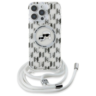 Dėklas Karl Lagerfeld IML Crossbody Monogram Karl  Choupette Head MagSafe  iPhone 16 Pro - Skaidrus 1