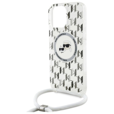 Dėklas Karl Lagerfeld IML Crossbody Monogram Karl  Choupette Head MagSafe  iPhone 16 Pro - Skaidrus 4