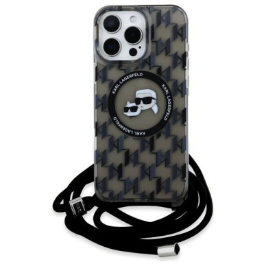 Dėklas Karl Lagerfeld IML Crossbody Monogram Karl  Choupette Head MagSafe  iPhone 16 Pro Max - Juodas 1