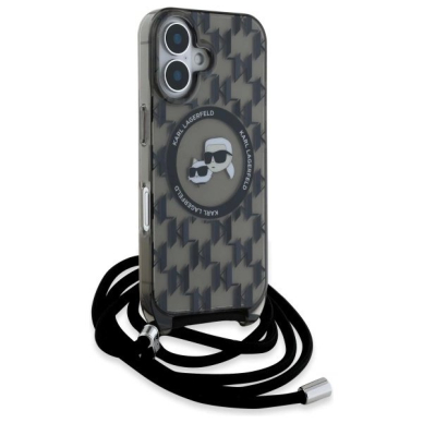 Dėklas Karl Lagerfeld IML Crossbody Monogram Karl  Choupette Head MagSafe iPhone 16  - Juodas 2