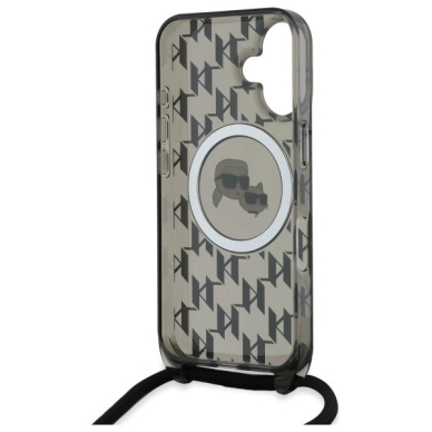 Dėklas Karl Lagerfeld IML Crossbody Monogram Karl  Choupette Head MagSafe iPhone 16  - Juodas 5